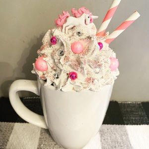 Unicorn faux whipped cream mug topper